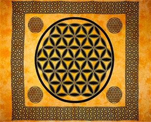 Wholesale Flower of Life Tapestry 72"x108" (Orange)