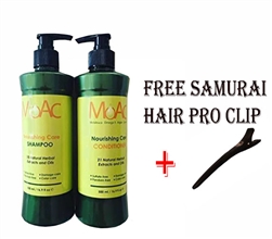 Moac Nourishing Care Shampoo AND Conditioner SET 16.9 fl oz With Free Hair Clip