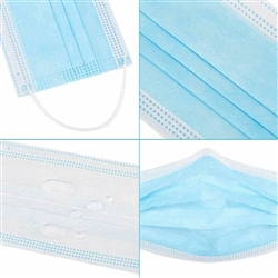 Single Use Disposable Face Mask (Pack of 10), Blue/White