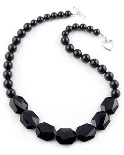Black Necklace wtih Swarovski Pearls & Crystals by Farfallina