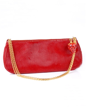 Kenneth Jay Lane Strawberry Calf Hair Clutch Bag