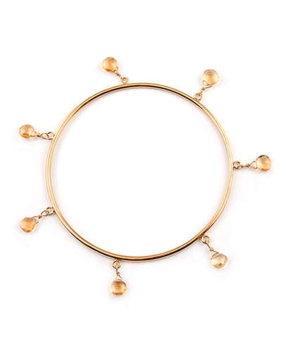 18K Gold Vermeil Bangle with Citrine Gemstones by Andrea Barna