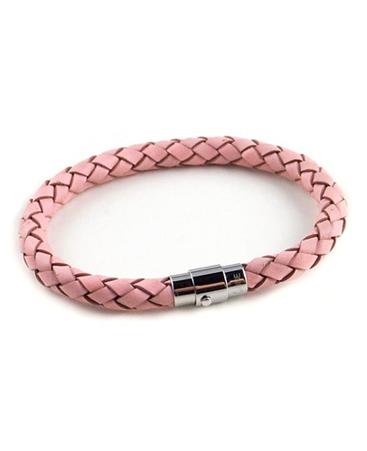 Pink Woven Leather Bracelet