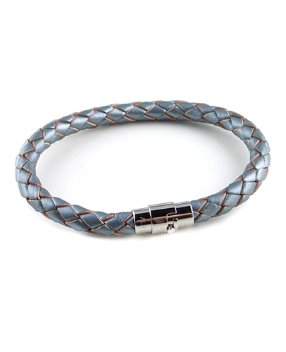 Silver Woven Leather Bracelet