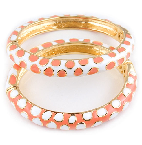 Kenneth Jay Lane Coral & White Bangle Bracelet