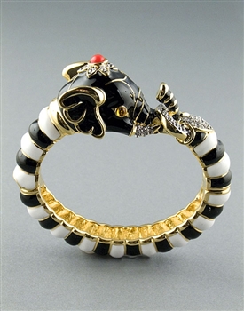 Black-White Elephant Cuff Bracelet by Kenneth Jay Lane
