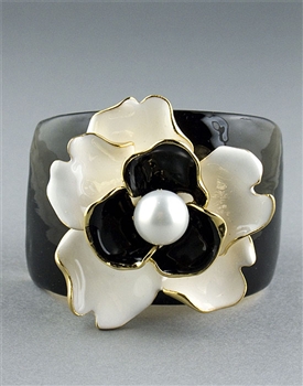 Black Flower Cuff Bracelet by Kenneth Jay Lane