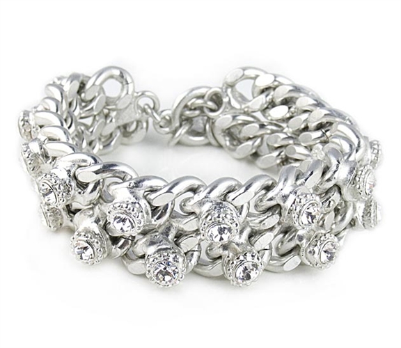 Otazu Silver Chain Bracelet with Swarovski Crystals