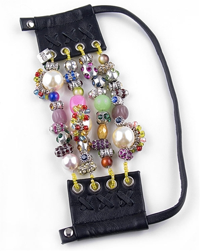 Otazu Leather Cuff Bracelet with Charms