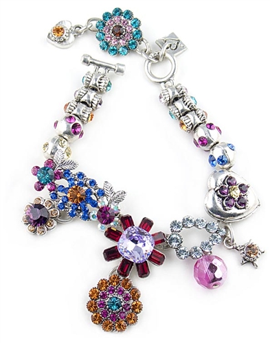 Otazu Silver Charm Bracelet with Swarovski Crystals