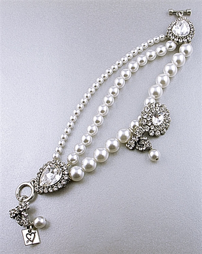 Otazu White Pearls & Swarovski Crystals Bracelet