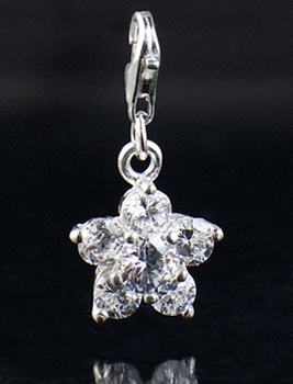 Sterling Silver and Cubic Zirconia flower Charm
