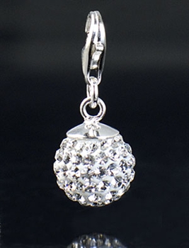 Sterling Silver Ball Charm with Crystals