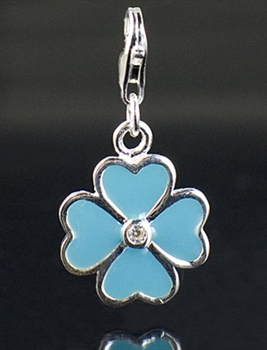 Sterling Silver Enamel Clove Charm with Cubic Zirconia