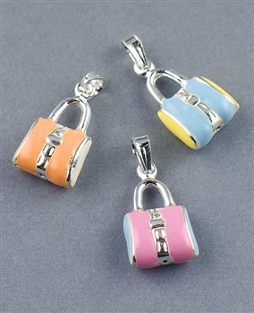 Sterling Silver Enamel Bag Charm