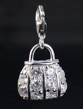 Sterling Silver and Cubic Zirconia Bag Charm