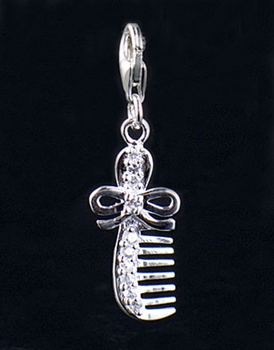 Sterling Silver and Cubic Zirconia comb Charm