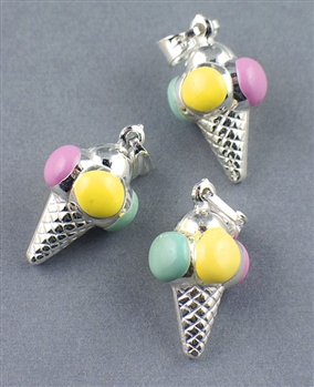 Sterling Silver Enamel Ice Cream Charm