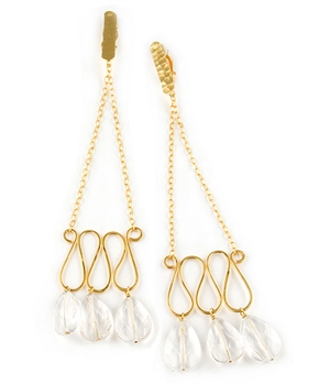 Gold Chandelier Earring and Rock Crystal gemstones