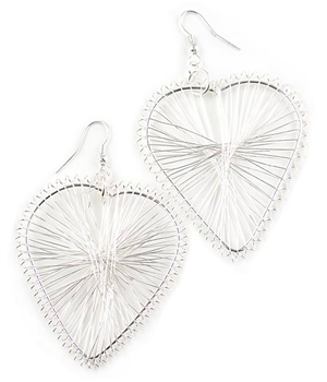 Silver Heart Drop Earrings by Farfallina