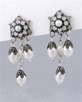 Drop Earrings with Swarovski Crystals & Freshwater Pearls by KennyMa