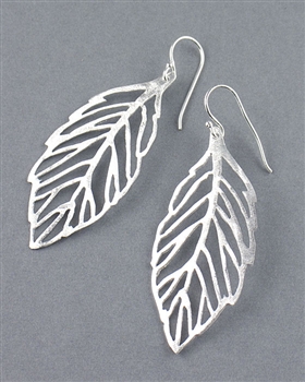 Drop Sterling Silver Leaf Earrings by Lab33