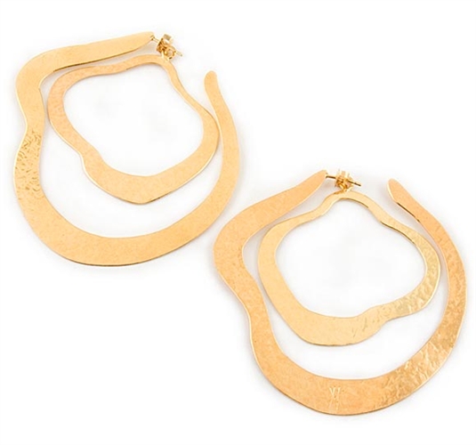 Large Gold Hoop Earrings by Herve Van Der Straeten