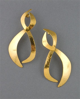 Gold Drop Earrings by Herve Van Der Straeten