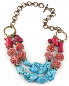 Coral and Turquoise Semi-Precious Necklace by Amor Fati by Amor Fati