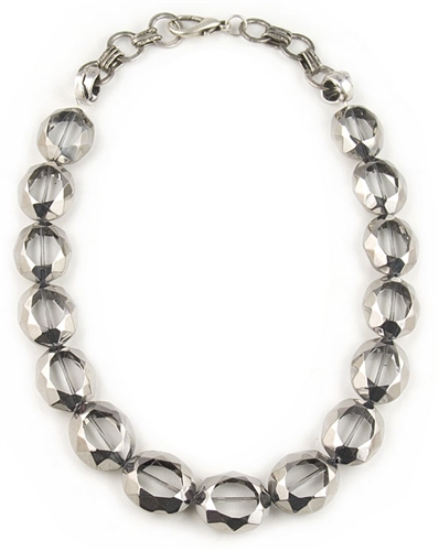 Clear and Silver Glass Beads Necklace by Amor Fati - EXCLUSIVE
