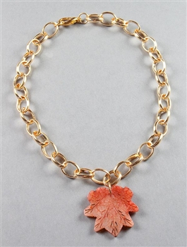 Gold Chain and Agate Leaf Pendant by Amor Fati