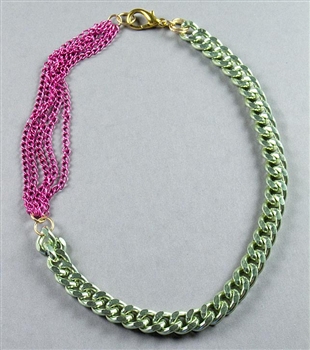 Green and Fuchsia Chain Necklace by Amor Fati