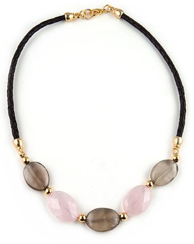 Smokey and Rose Quartz Semi-Precious Necklace by Amor Fati - EXCLUSIVE