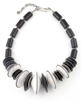 Sterling Silver Necklace with Ebony & Seashell by Amok