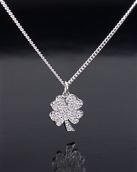 Crislu 0.55ct Sterling Silver Clover Pendant Necklace