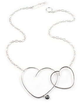 Silver Heart Necklace with Mother of Pearl by Eloise Fiorentino