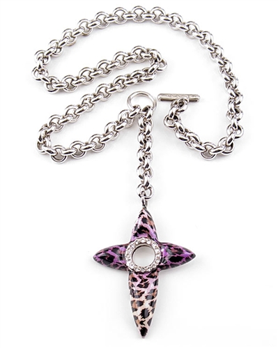 Sterling Silver Enamel Cross Necklace & Swarovski Crystals by Issimo