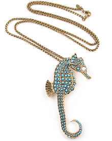 Kenneth Jay Lane Antique Gold Seahorse Necklace