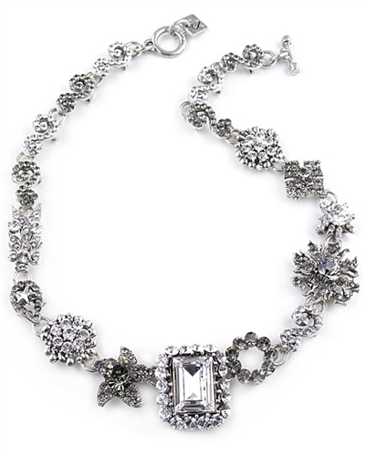 Otazu Swarovski Crystals Silver Necklace