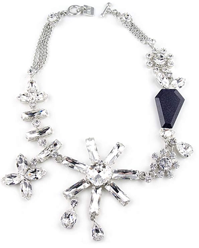 Otazu Swarovski Crystals Silver Necklace