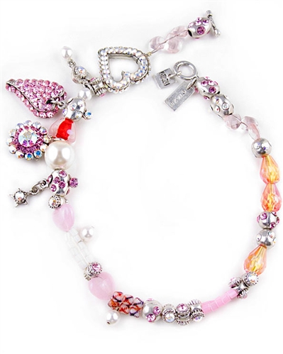 Otazu Pink Charm Necklace with Swarovski Crystals