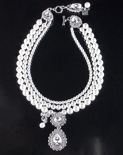 Otazu White Pearls & Swarovski Crystals Necklace