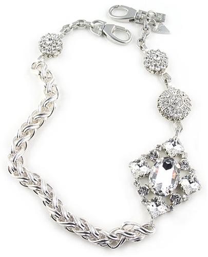 Otazu Silver Chain Necklace with Swarovski Crystals