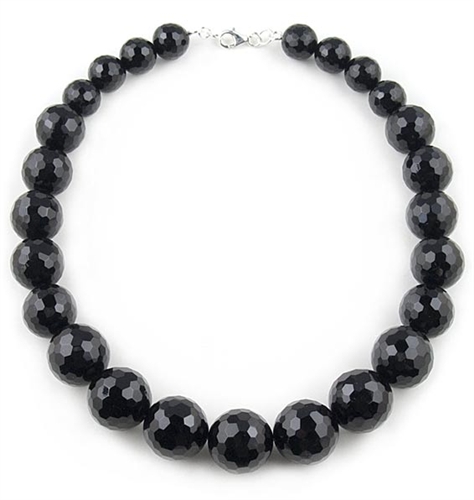 Black Necklace with Onyx Semi-Precious Stones by Paula Rosellini