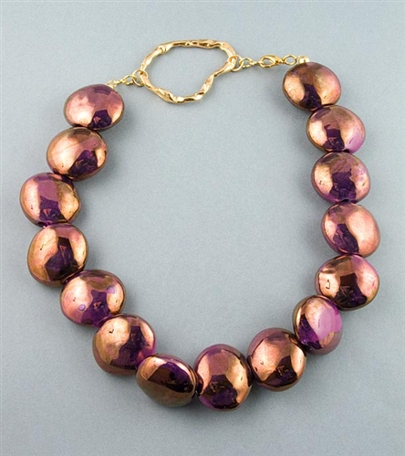 Bronze iridescent beads necklace by Paula Rosellini