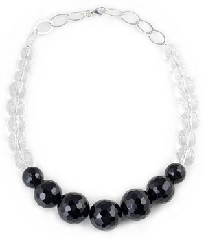 Onyx & Rock Crystal Semi-Precious Necklace