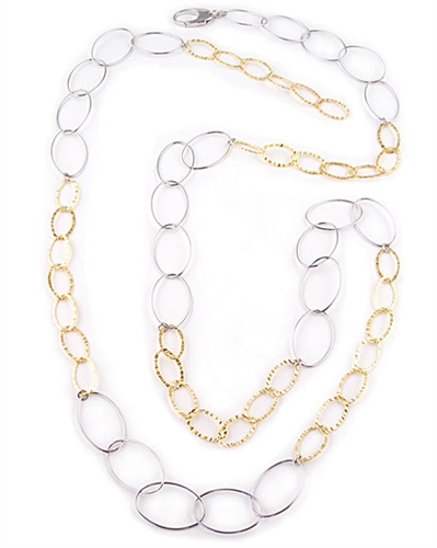 120cm Sterling Silver & Gold Chain Necklace by Paula Rosellini