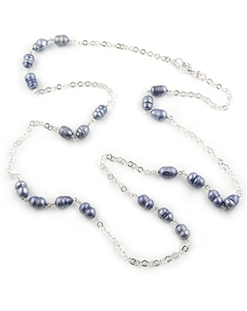 Sterling Silver Chain Necklace with Freshwater Pearls by Paula Rosellini - EXCLUSIVE