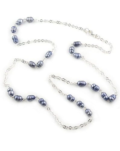 Sterling Silver Chain Necklace with Freshwater Pearls by Paula Rosellini - EXCLUSIVE