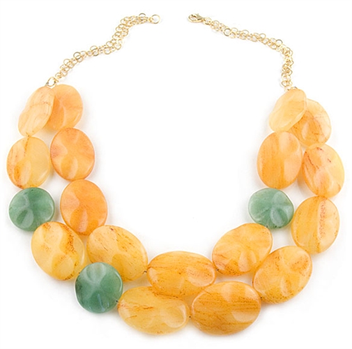 Yellow & Green Agate Semi-Precious Stones Necklace by Paula Rosellini